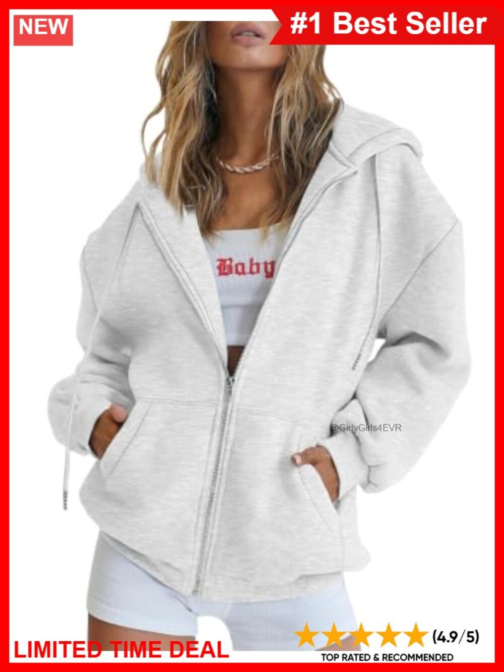 Oversized Fleece Zip Up Hoodie with Pockets